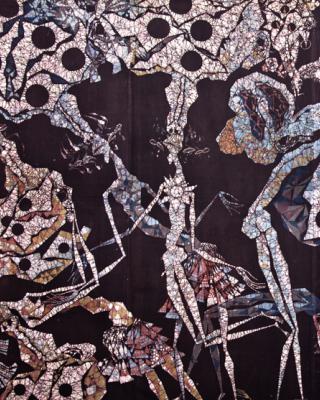 Ajagemos Ritual für Obatala und Adunni, 1980, Wachsbatik / Textilmalerei, 22 x 335 cm