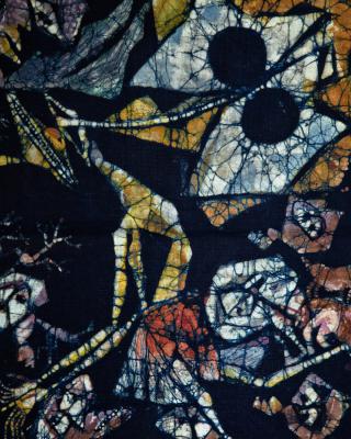 Oshun Adunni, 1998, Wachsbatik / Textilmalerei, 39 x 29 cm